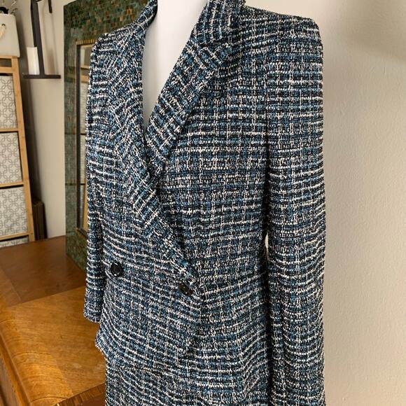 Vintage Double Breasted Sz 6 Tweed Boucle Skirt Suit Blazer Preppy Work Acadamia - Picture 6 of 11